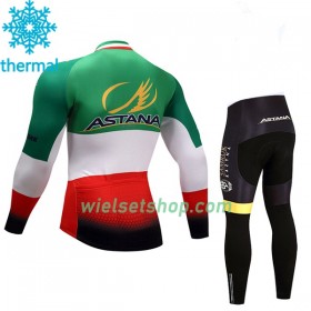 Kind Fietskleding (Wielershirt Lange Mouw + Fietsbroek Lang) 2017 Astana Pro Team N004 Winter Thermal Fleece